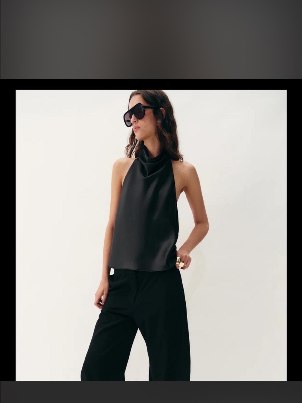 Zara Black Draped Halter Top